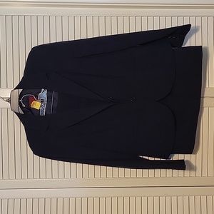 Navy size 12 fully lined jacket and matching straight skirt.